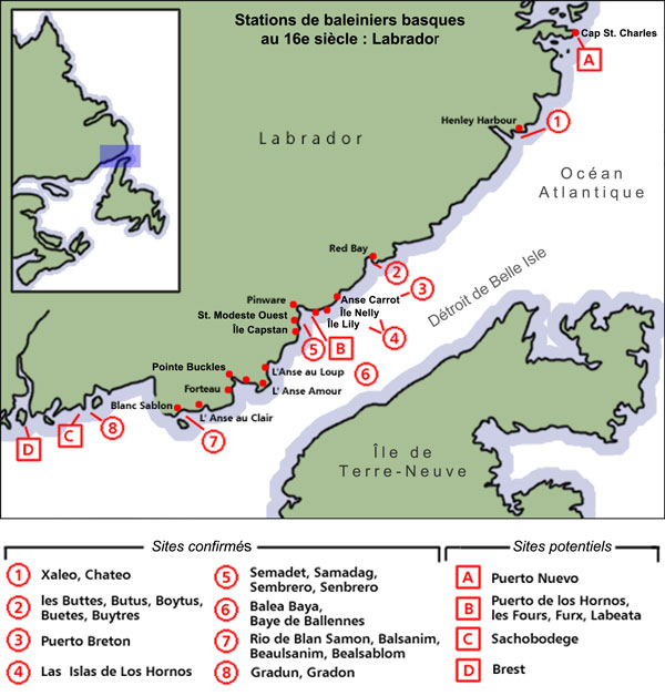 Stations de baleiniers basques du 16e siècle