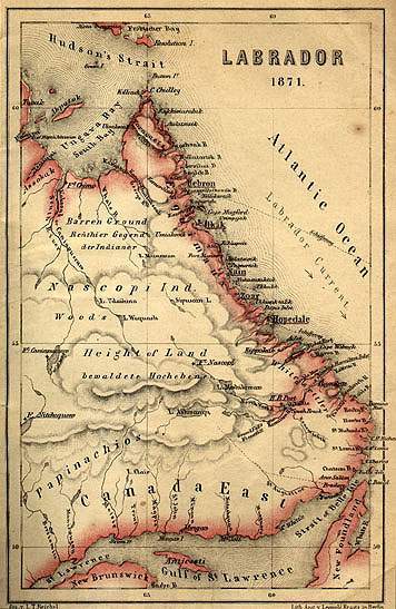 Carte des missionnaires moraves, 1871
