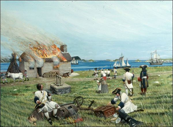 Représentation moderne de l'attaque française de 1694 contre Ferryland
