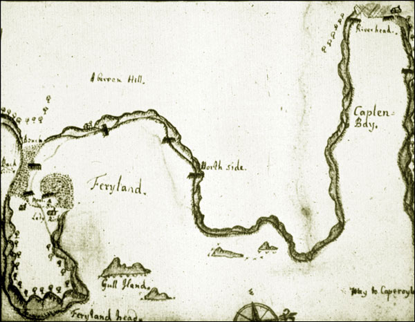 Carte de Ferryland par James Yonge, vers 1663