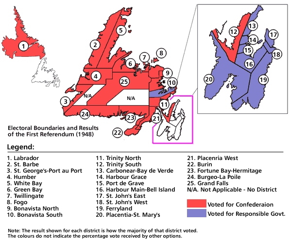 Electoral boundaries and results of the first referendum, 1948 Electoral boundaries and results of the first referendum, 1948