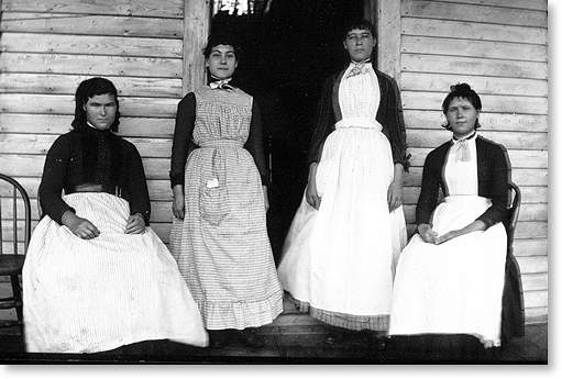 Maidservants in Front of a Cabin, probably in Labrador