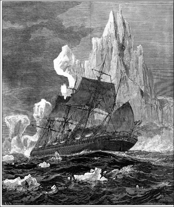 'An Encounter with Icebergs' by Schell and Hogan, ca. 1880