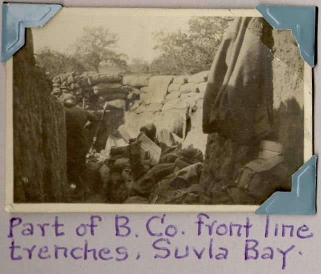 Une partie des tranchées sur le front de la compagnie B, Suvla Bay