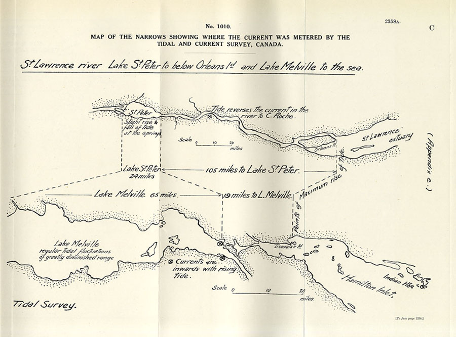 Map of the Narrows Showing where the Current Was Metered by the Tidal and Current Survey, Canada