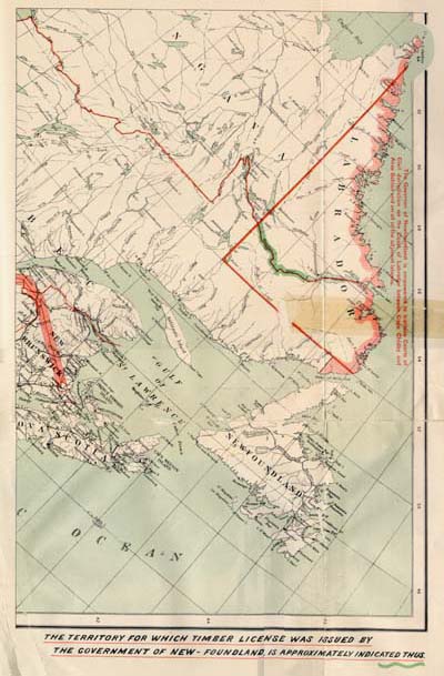 Map Indicating Territory for which License Granted by Newfoundland