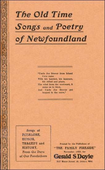 Page titre de The Old Time Songs and Poetry of Newfoundland, 1927