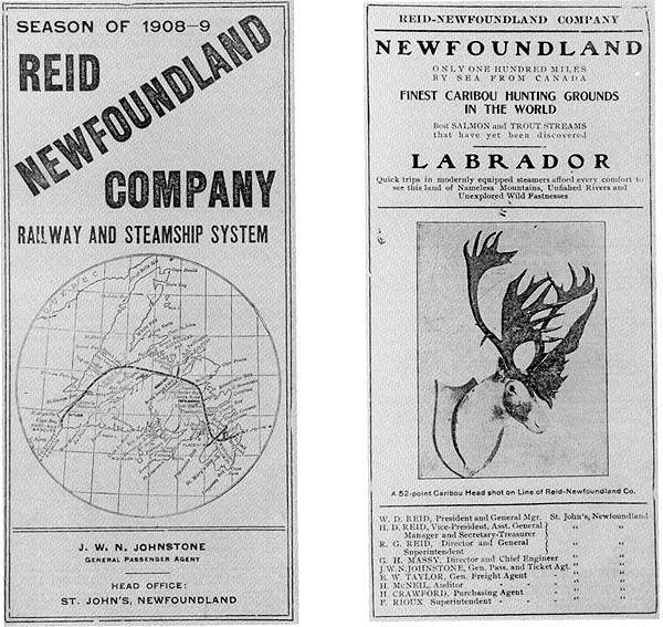 Dépliant publicitaire de la Reid Newfoundland Company, 1908