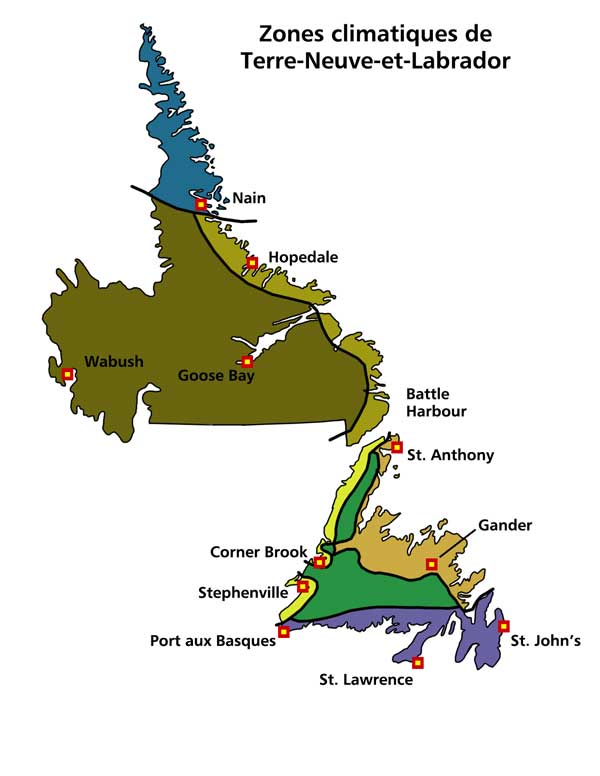 Zones climatiques de Terre-Neuve-et-Labrador