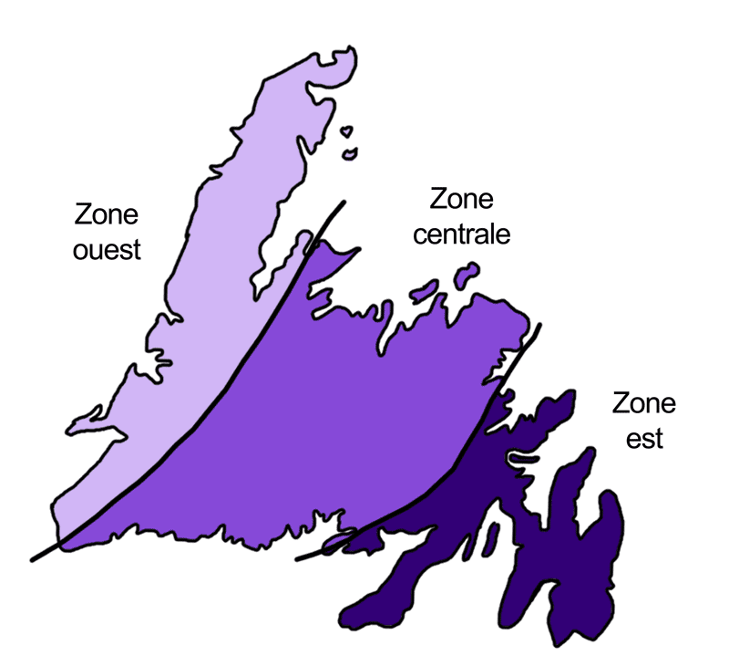 Sous-régions géologiques de Terre-Neuve
