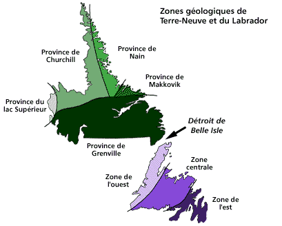 Zones géologiques de Terre-Neuve et du Labrador