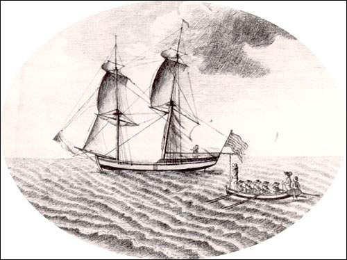 Un brick américain dans le port de Trepassey le 4 juillet 1786