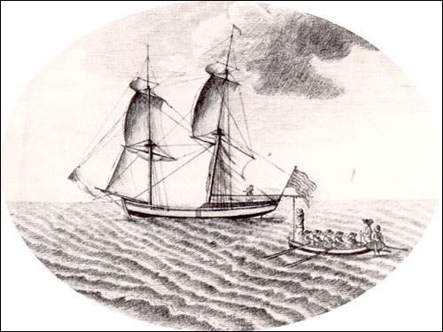 Un brick américain dans le port de Trepassey le 4 juillet 1786 Un brick américain dans le port de Trepassey le 4 juillet 1786
