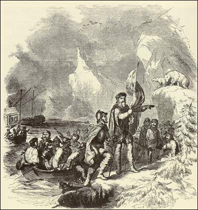 Interprétation de la découverte de l'Amérique du Nord par Jean Cabot, datée du 19e siècle