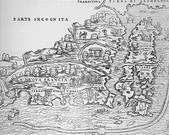 Une reproduction datée de 1556 de la carte dessinée par Giacomo Gastaldi en 1548