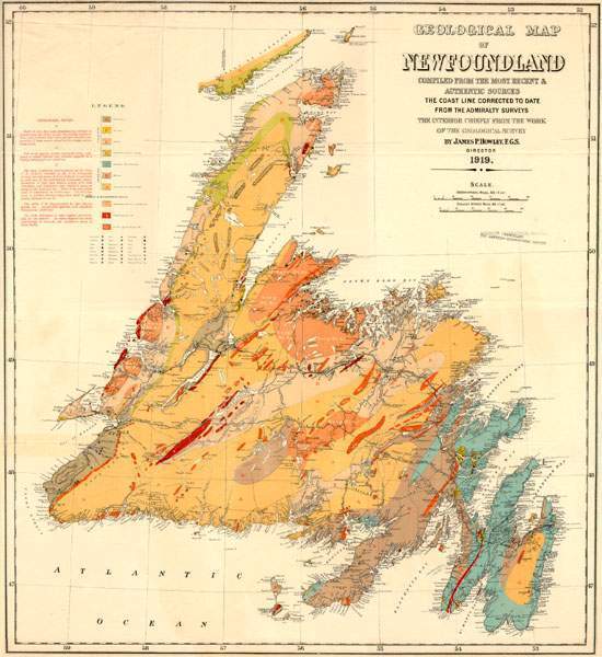 Carte géologique de Terre-Neuve, 1919