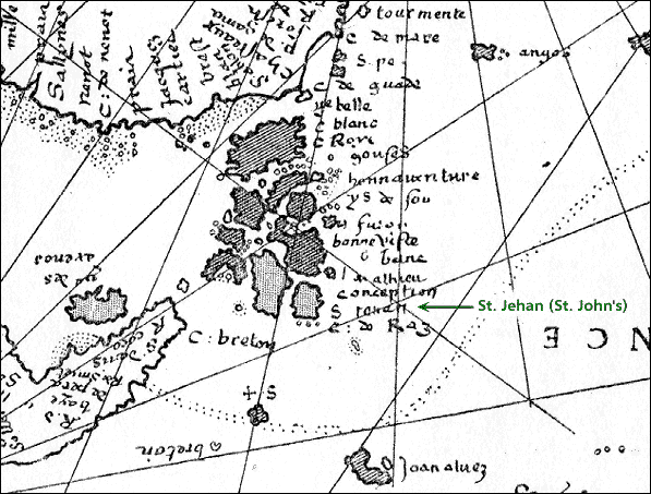 Détail de la carte du monde de Desliens, vers 1541