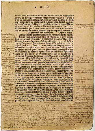 Page tirée d'un livre du 15e siècle intitulé Imago Mundi (Image du monde)