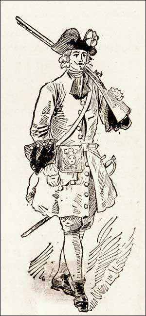 Dessin représentant un soldat français vers 1705