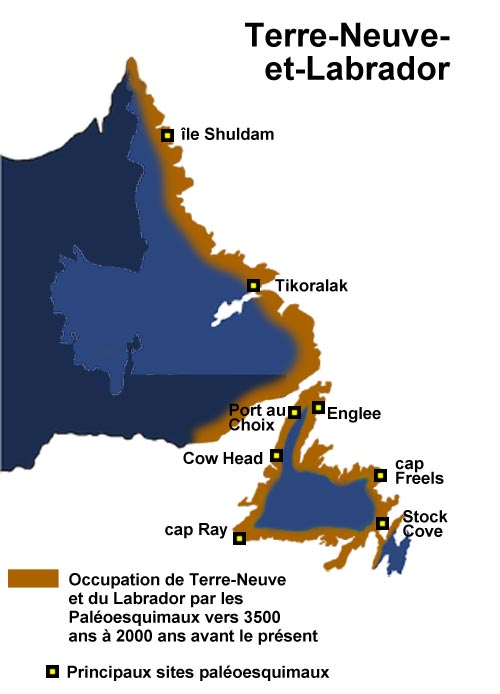 Occupation de Terre-Neuve-et-Labrador par les Paléoesquimaux vers 3500 ans à 2000 ans avant le présent.