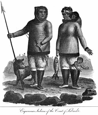 Gravure représentant les Inuit de la côte du Labrador, 1818