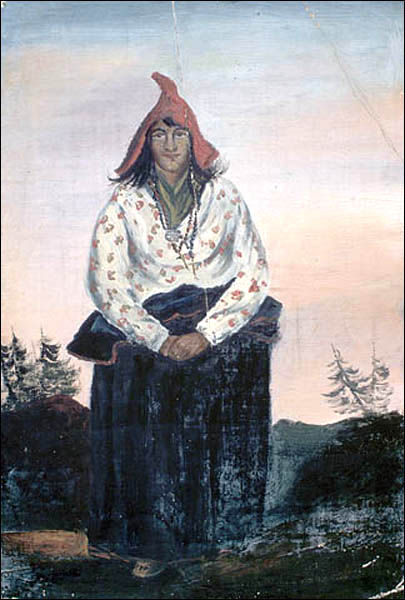 Portrait à l'huile d'une Mi'kmaq, vers 1840-1846