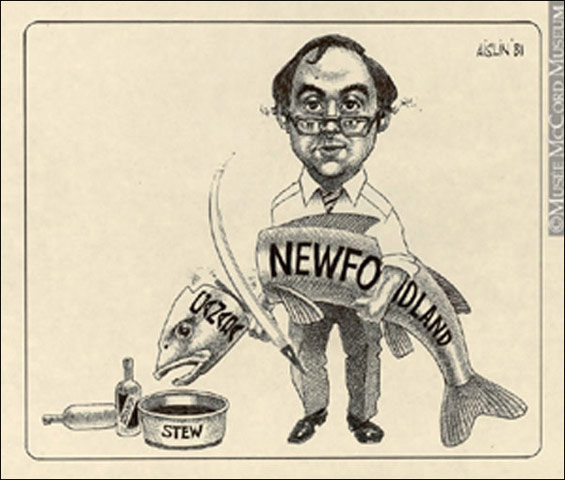 Caricature de Brian Peckford, premier ministre de Terre-Neuve-et-Labrador, 14 février 1981 Caricature de Brian Peckford, premier ministre de Terre-Neuve-et-Labrador, 14 février 1981