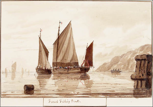 Bateaux de pêche français, vers 1830