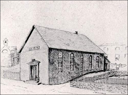 La chapelle en bois de Gower Street, en 1816