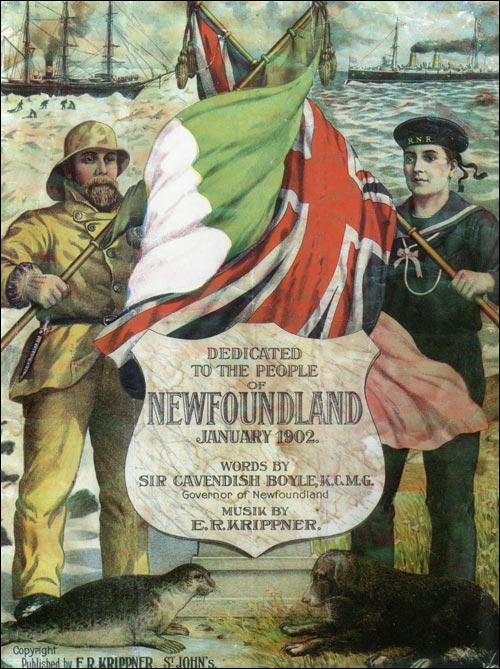 Page couverture de la partition d'Ode to Newfoundland, 1902