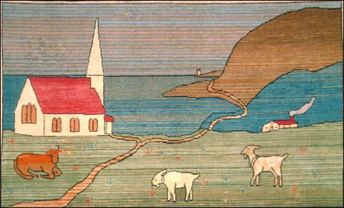 Un tapis crocheté Grenfell, vers 1928.