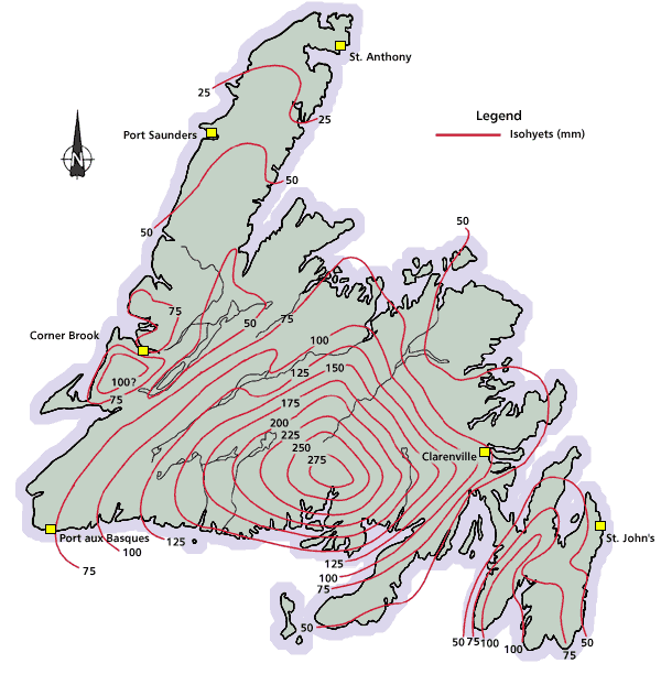 Rainfall Totals between January 11-14, 1983 Rainfall Totals between January 11-14, 1983