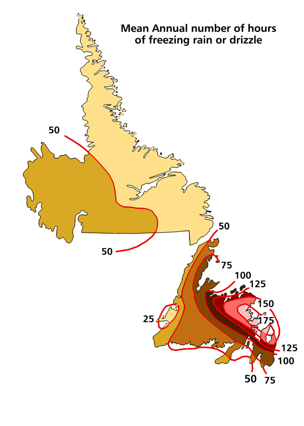 Annual Average Number of Hours with Freezing Rain and Freezing Drizzle