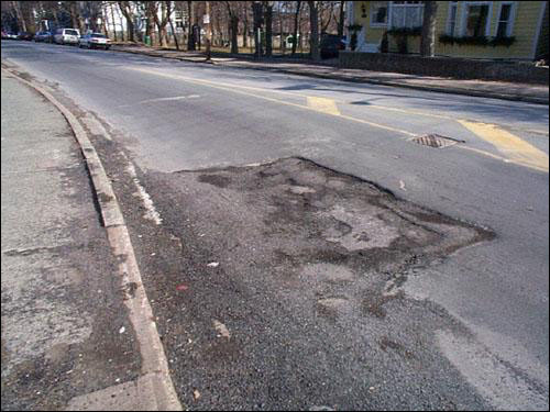 Pothole on Rennies Mill Road, St. John's, NL