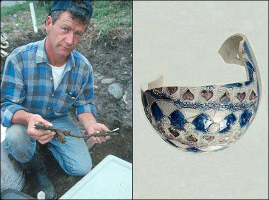 Later 17th Century Flesh Fork and Westerwald Jug Fragments Later 17th Century Flesh Fork and Westerwald Jug Fragments