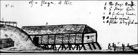 James Yonge's drawing of a 'cod-fishers' stage'