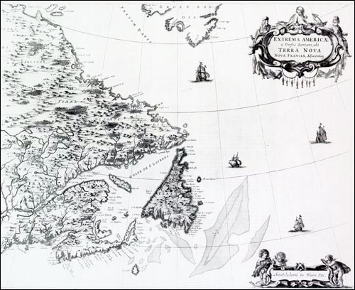 John Blaeu Map showing both Newfoundland and Labrador, 1663