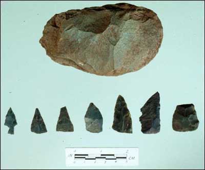 Small Chert Arrowpoints and a Large Chopper or Blank (Fld-330)