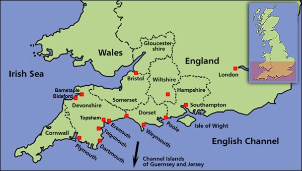 English West Country Map