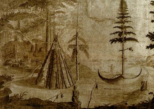 A Beothuk House and Canoe