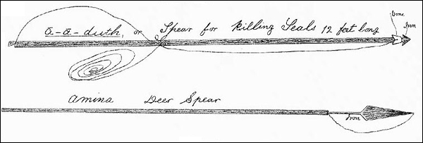 Shanawdithit's Sketch of Beothuk Spears, ca. 1823-29