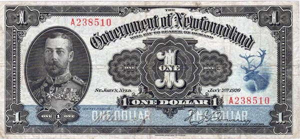 Government of Newfoundland One Dollar Bill