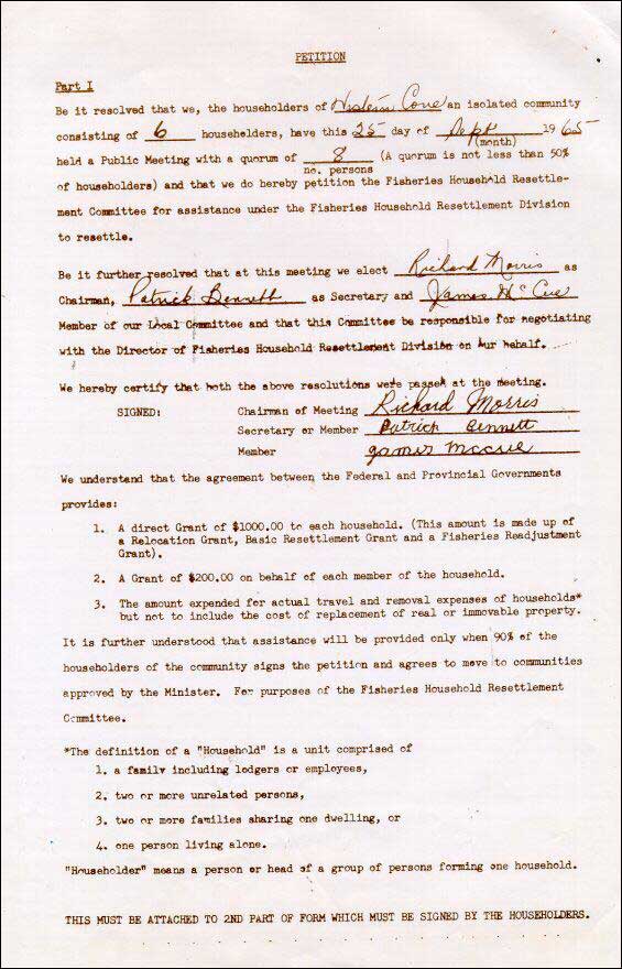 Resettlement Petition from Western Cove, 1965 Resettlement Petition from Western Cove, 1965