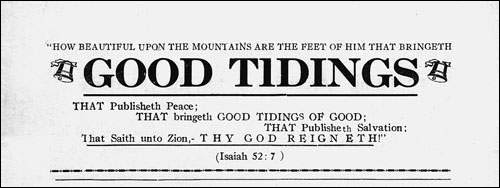 Good Tidings, Premiere Issue Good Tidings, Premiere Issue