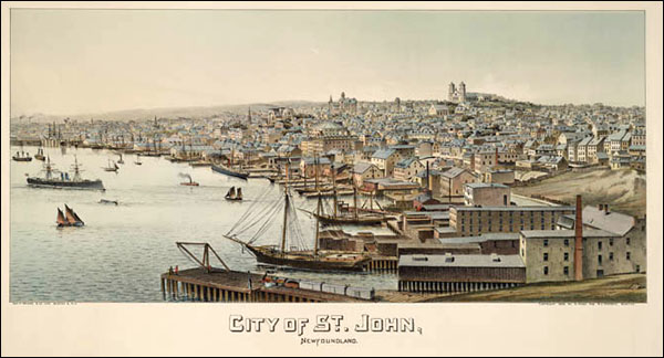 Lithograph of St. John's, NL, 1892