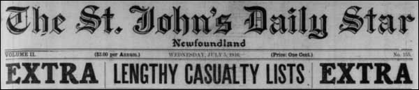 Casualty Lists Appeared in Local Newspapers after Beaumont Hamel