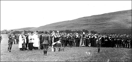 Presentation of Colours to the First Newfoundland Regiment at Stobs Camp, Scotland, June 10, 1915