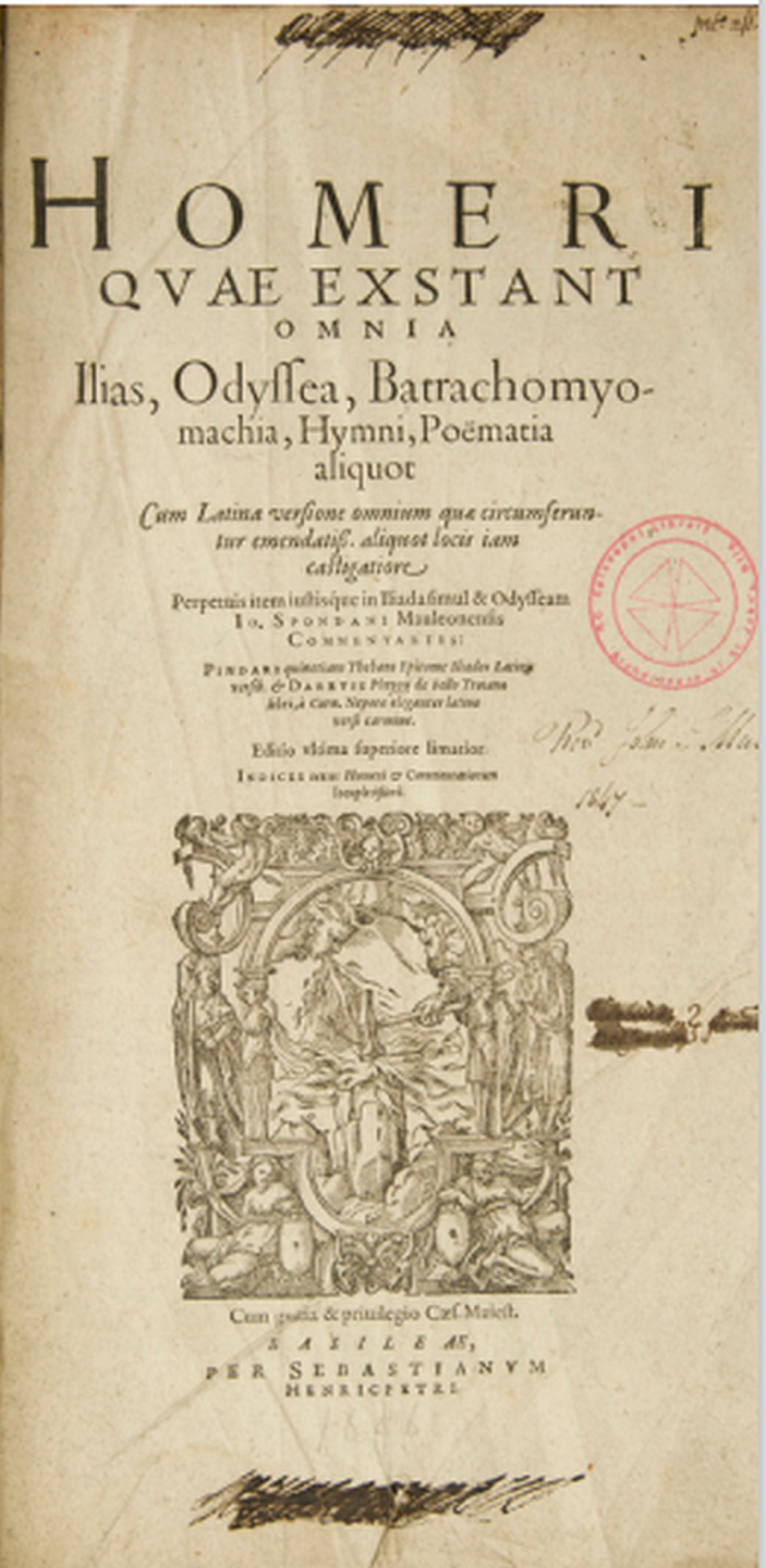 Homer, Homeri qvae exstant omnia Ilias, Odyssea, Batrachomyomachia, Hymni, Poematia aliquot (Basel: Sebastian Henric Petri, 1606)