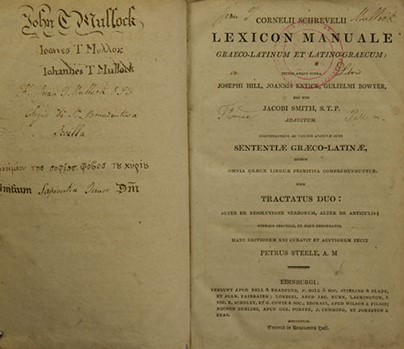 Joseph Hill, John Entick, and William Bowyer, Cornelii Schrevelii Lexicon manuale Graeco-Latinum et Latino-Graecum (Edinburgh: Bell and Bradfute, 1818)