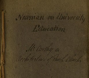 John Henry Newman, Discourses on University Education: Addressed to the Catholics of Dublin(Dublin: James Duffy, 1852), 148 x 230 mm. Illustration: front cover.